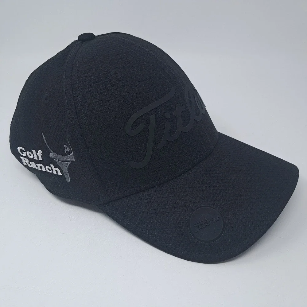Titleist Brand Hat Cap Adjustable Strap Mens Black Golf Ranch Embroidered OSFM